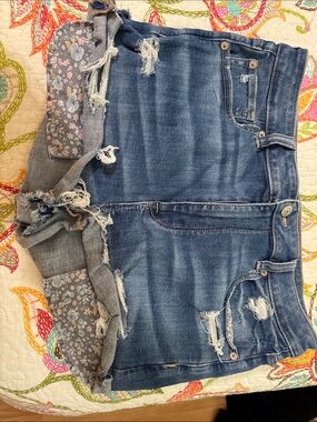 American Eagle Outfitters Distressed Blue Denim Jean Shorts